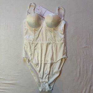 Homebodii Brooklyn Bodysuit White Satin Corset Women‎ Size XS NWT